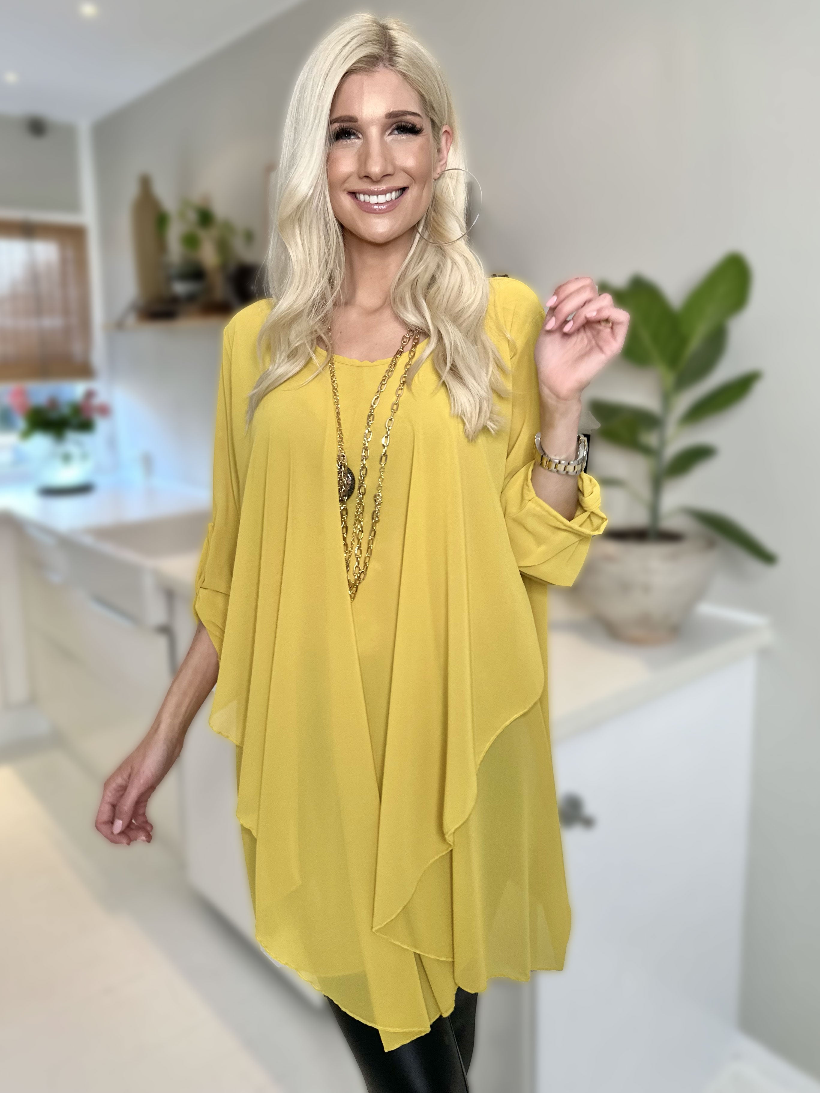 Wanda long sleeve - Tunikakjole i chiffon